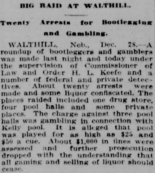 Kelly Pool Illegal Gambling Raid - Lincoln NE State Journal 1911-12-29