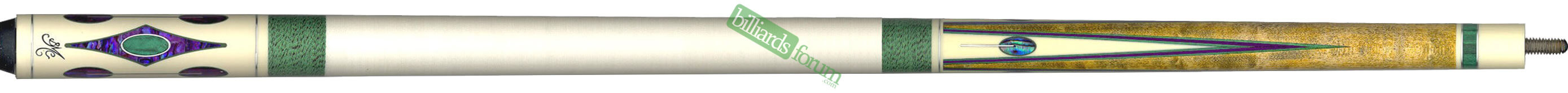 Picture of a BMC Crusher White Pool Cue This Bob Meucci White Crusher model pool cue is part of the BMC 2011 Limited Edition Series line of pool cues.