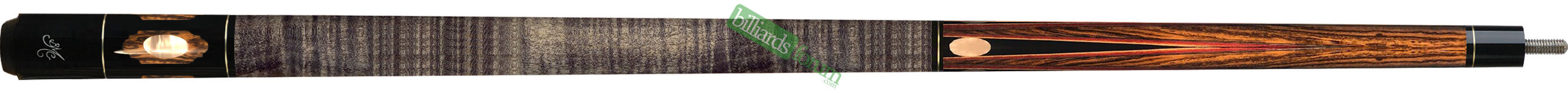 Custom BMC ANW-2b Smoke Pool Cue Photo Product image of the custom version of the BMC ANW-2b cue in smoke-stain and with an all-black butt cap.