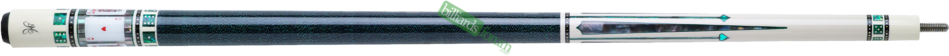 Hearts Version BMC Casino 2 Pool Cue Large photo of the Bob Meucci Customs *BMC Casino #2 Hearts* pool cue. The BMC Casino #2 Hearts model pool cue is part of the BMC Casino Series line of pool cues.
