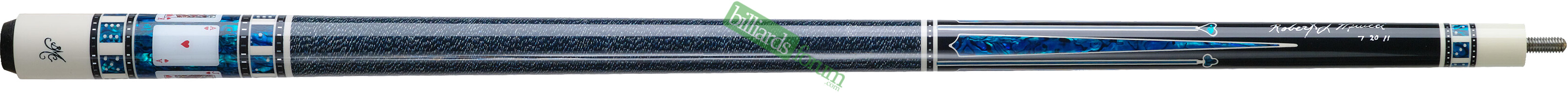 Hearts Version BMC Casino 3 Pool Cue Large photo of the Bob Meucci Customs *BMC Casino #3 Hearts* pool cue. The BMC Casino #3 Hearts model pool cue is part of the BMC Casino Series line of pool cues.