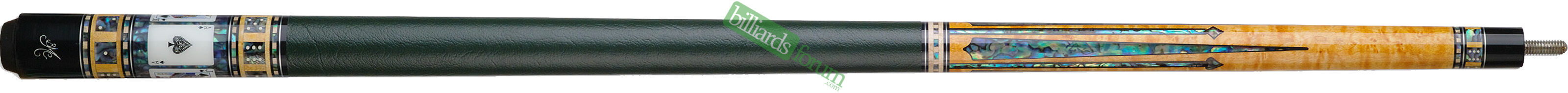 Spades Version BMC Casino 6 Pool Cue Large photo of the Bob Meucci Customs *BMC Casino #6 Spades* pool cue. The BMC Casino #6 Spades model pool cue is part of the BMC Casino Series line of pool cues.