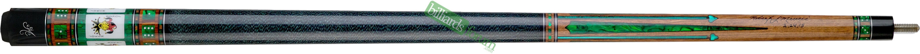 Joker Version BMC Casino 7 Pool Cue Large photo of the Bob Meucci Customs *BMC Casino #7 Joker* pool cue. The BMC Casino #7 Joker model pool cue is part of the BMC Casino Series line of pool cues.