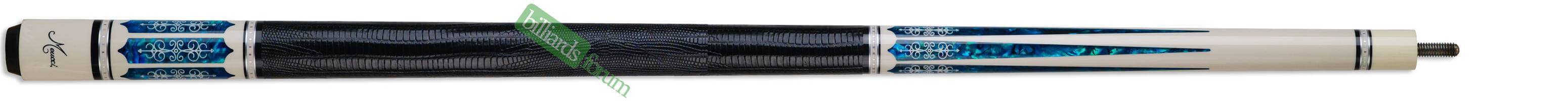 Meucci 21-3 Pool Cue with Black Leather Wrap The Meucci 21st century #3 pool cue, part of the Meucci 21st Century Series line of pool cues. This one shows a black leather wrap.