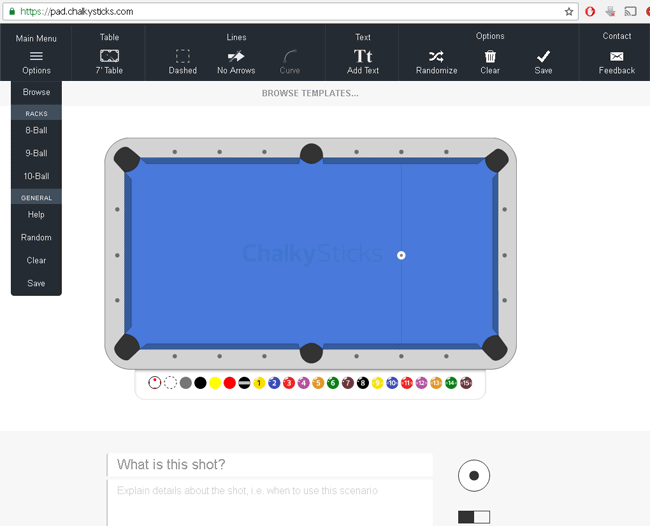 chalkysticks billiard table diagramming tool