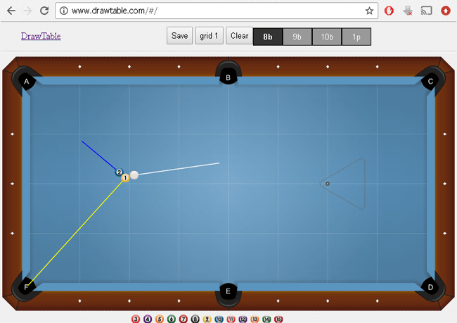 Draw table billiard table diagramming tool