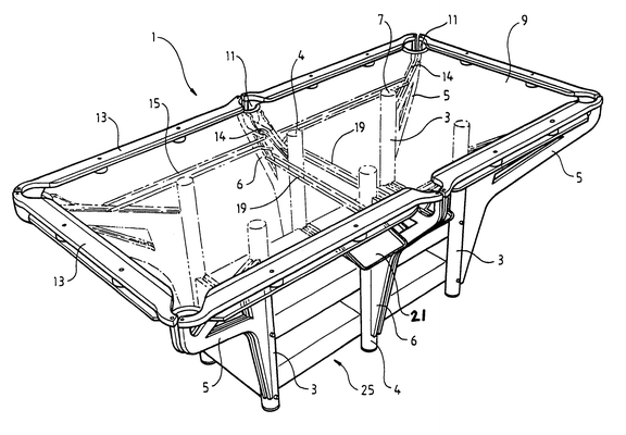 glass billiard pool table patent image