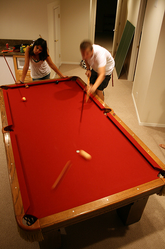 Angled Pool Table Position In Small Room