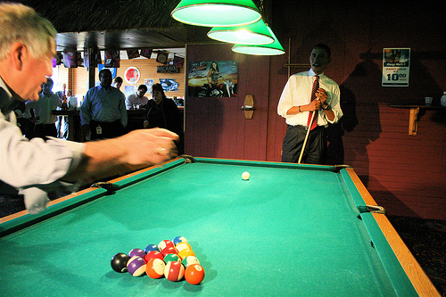 Barak Obama Plays Pool in Virginia