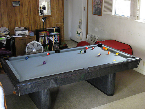 Picture of Billiard Table in Crowded Living Room Billiard Table in Crowded Living Room