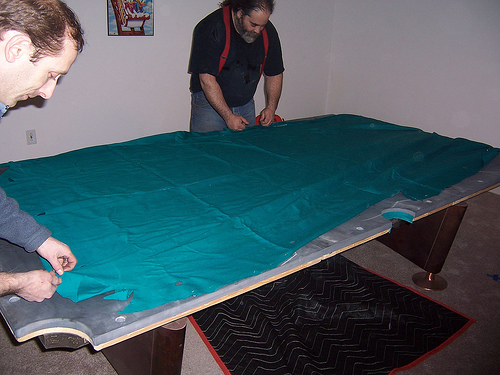 Picture of Installing Pool Table Cloth - Cutting Installing Pool Table Cloth - Cutting