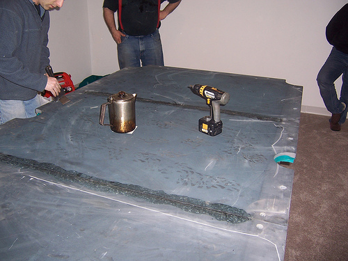 Picture of Joining 3 Pool Table Slate Pieces Joining 3 Pool Table Slate Pieces