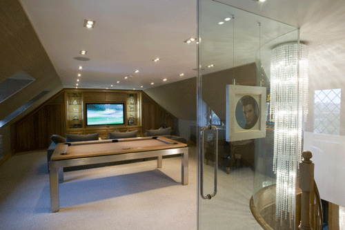 LCD TV in Home Billiard Room