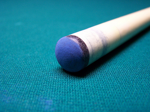 Picture of New Pool Cue Tip Freshly Chalked New Pool Cue Tip Freshly Chalked
