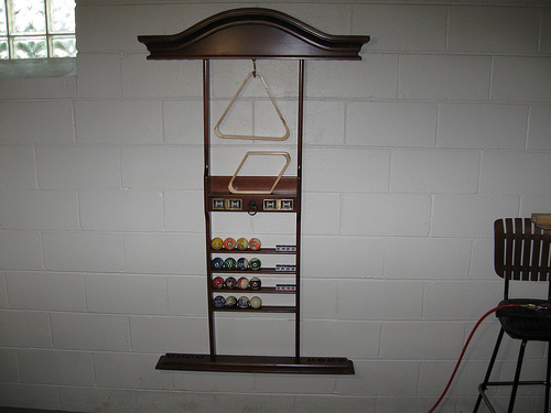 Picture of Wall Mounted Pool Cue and Ball Rack Wall Mounted Pool Cue and Ball Rack