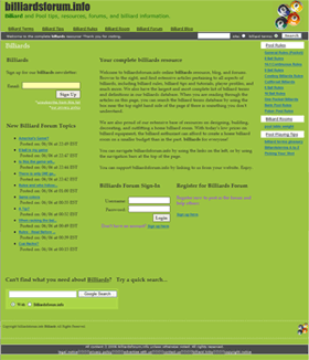 Billiards Forum Homepage June 2006