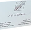 Business Card for A&W Billiards Anniston, AL