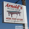 Arnold's Billiard Supply Sign in Nederland, TX Storefront