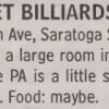 Saratoga Springs Backstreet Billiards Magazine Mention