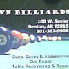 Business Card for Big Dan's Downtown Billiards of Benton, AR