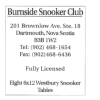 Burnside Snooker Club Ad in Chalk and Cue Issue 1