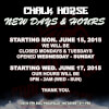 Flyer Showing New Hours for the Chalk Horse Lounge & Billiards Pocatello, ID