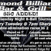 Flyer for Tuesday 8-Ball Tournaments at Diamond Billiards Rochester, NY