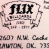 Flix Billiards Business Card, Lawton, OK