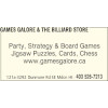 Games Galore & The Billiard Store Medicine Hat, AB Ad Card