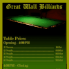 Great Wall Billiards Price List from 2013