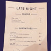 Late Night Snack Menu at Greenleaf's Pool Room