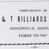 1981 Advertisement from H & T Billiards Hodgenville, KY