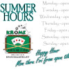 Flyer for Summer Hours at Krome Billiards North Little Rock, AR