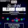 Flyer for Glow in the Dark Billiard Night at The Break Room in Santa Clarita, CA