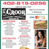 Flyer for The Crook Billiard Room in Bellevue, NE