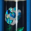 Blue BMC Glass Rose Cue with White Rings