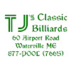 TJ's Classic Billiards Logo, Waterville, ME