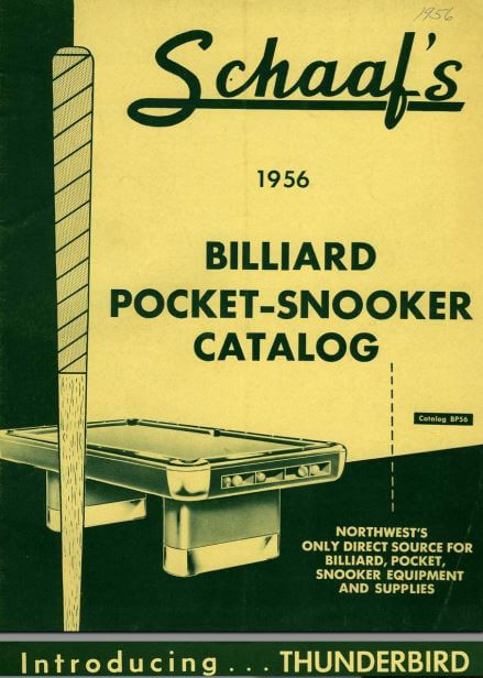 Cover of Schaaf’s 1956 Billiard Pocket Snooker Catalog