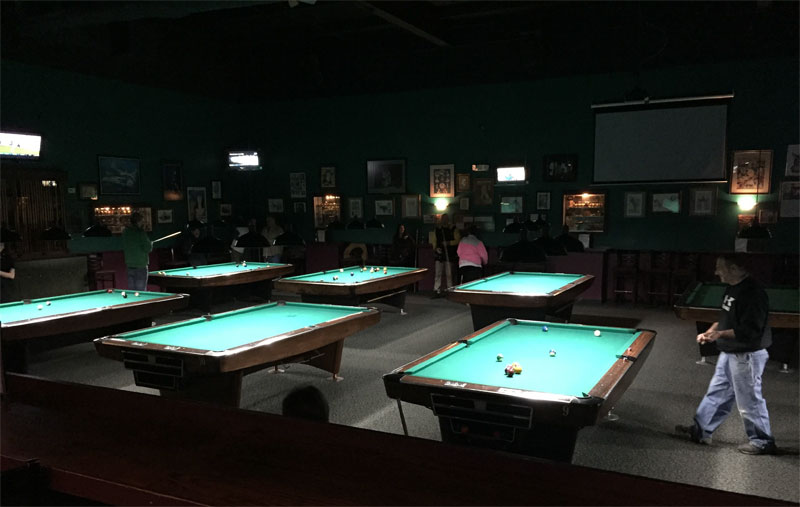 recessed lighting over pool table