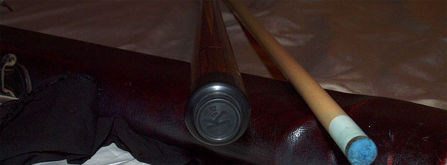 Pool cue with letter K on Butt Cap